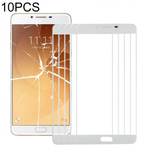 Pour Samsung Galaxy C9 Pro / C900 10pcs Lentille en verre extérieure de l'écran avant (Blanc) SH55WL574-06