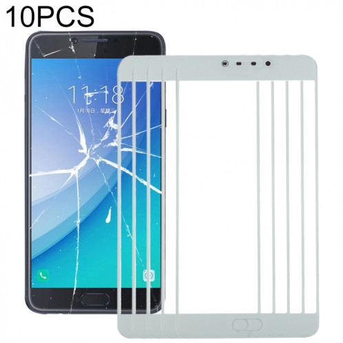 Pour Samsung Galaxy C7 Pro / C701 10pcs Lentille en verre extérieure de l'écran avant (Blanc) SH56WL1541-06