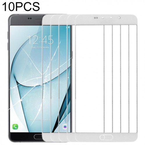 Pour Samsung Galaxy A9 (2016) / A900 10pcs lentille extérieure en verre d'écran avant (blanc) SH63WL646-06