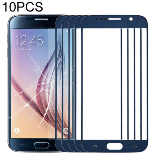 Pour Samsung Galaxy S6 / G920F 10pcs Lentille en verre extérieure de l'écran avant (Bleu foncé) SH571D462-05