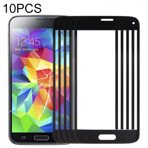 Pour Samsung Galaxy S5 mini 10pcs Lentille en verre extérieure de l'écran avant (Noir) SH575B373-06
