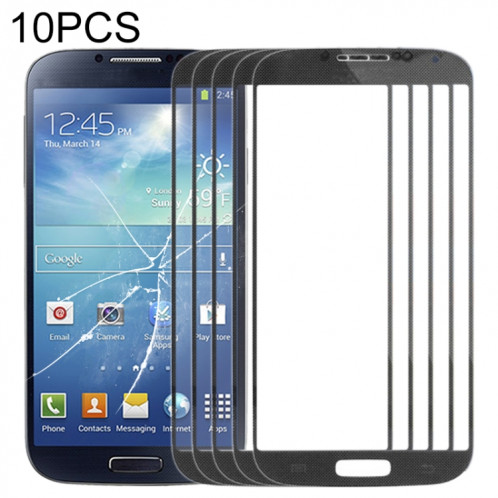 Pour Samsung Galaxy S IV / i9500 10pcs Lentille en verre extérieure de l'écran avant (Noir) SH80BL461-05