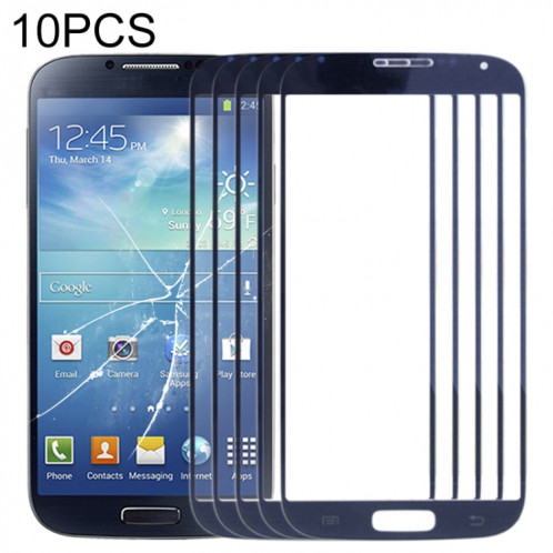 Pour Samsung Galaxy S IV / i9500 10pcs Lentille en verre extérieure de l'écran avant (Bleu) SH80LL1568-05