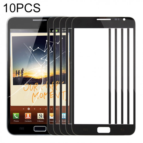 Pour Samsung Galaxy Note N7000 / i9220 10pcs Lentille en verre extérieure de l'écran avant (Noir) SH83BL1001-05