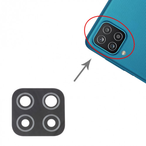 Pour Samsung Galaxy A12 SM-A125 Objectif de caméra arrière 10pcs SH2714492-04