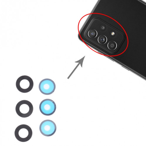 Pour Samsung Galaxy A52 SM-A525 Objectif de caméra arrière 10pcs SH2736500-04