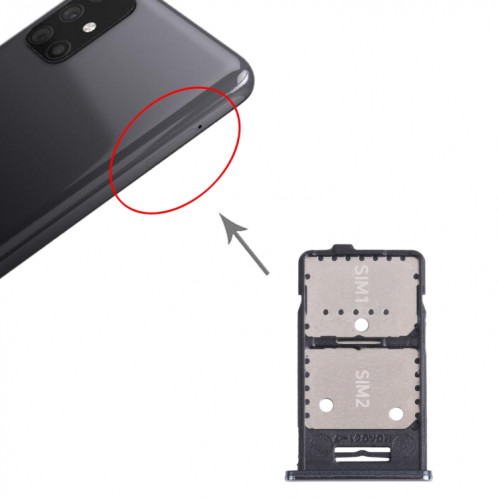 Pour Samsung Galaxy M31s SM-M317 Plateau de carte SIM + Plateau de carte SIM + Plateau de carte Micro SD (Argent) SH788S207-04