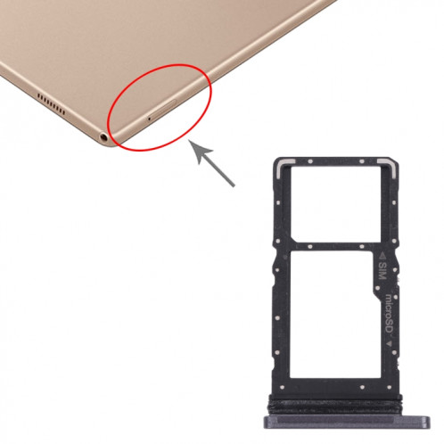 Pour Samsung Galaxy Tab A7 10.4 (2020) SM-T505 Plateau de carte SIM + Plateau de carte Micro SD (Noir) SH876B294-04