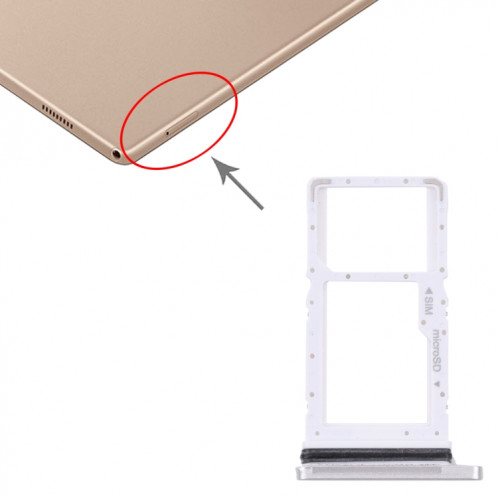 Pour Samsung Galaxy Tab A7 10.4 (2020) SM-T505 Plateau de carte SIM + Plateau de carte Micro SD (Blanc) SH876W324-04