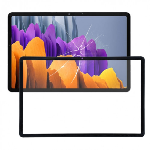 Pour Samsung Galaxy Tab S7 SM-T870 Lentille extérieure en verre avec adhésif OCA optiquement transparent (noir) SH951B1821-06