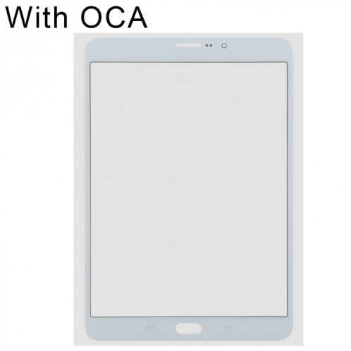 Pour Samsung Galaxy Tab S2 8.0 LTE / T719 Lentille en verre extérieure de l'écran avant avec adhésif optiquement transparent OCA (blanc) SH60WL1148-06
