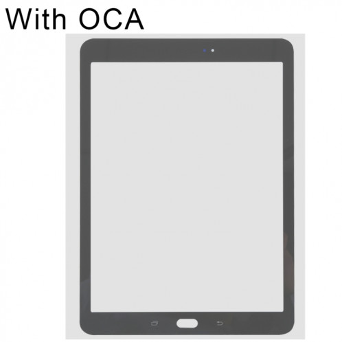 Pour Samsung Galaxy Tab S2 9.7 / T810 / T813 / T815 / T820 / T825 Lentille extérieure en verre de l'écran avant avec adhésif optiquement transparent OCA (noir) SH61BL972-06