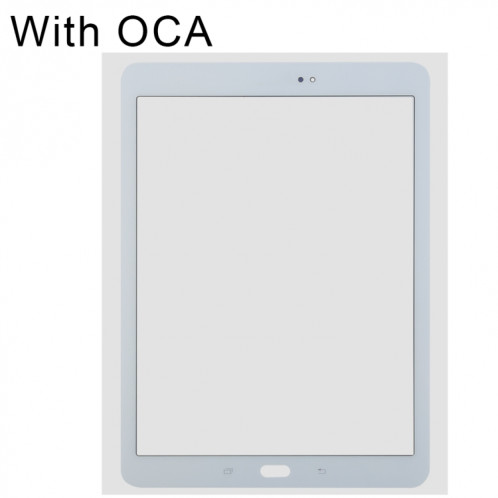 Pour Samsung Galaxy Tab S2 9.7 / T810 / T813 / T815 / T820 / T825 Lentille extérieure en verre de l'écran avant avec adhésif optiquement transparent OCA (Blanc) SH61WL1627-06