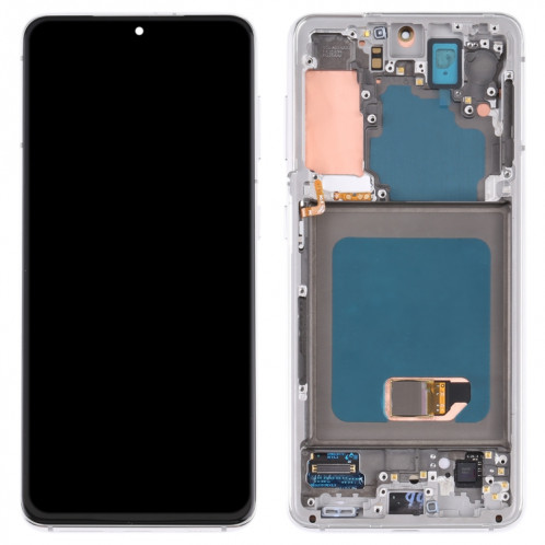 Écran LCD Super AMOLED d'origine pour Samsung Galaxy S21 4G/S21 5G SM-G990 SM-G991 Assemblage complet du numériseur avec cadre (Argent) SH045S1381-05
