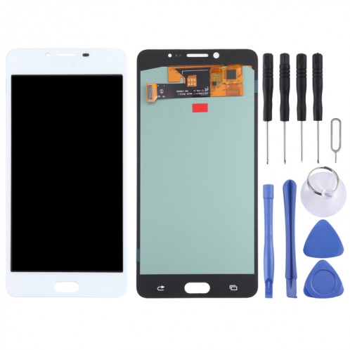 Écran LCD OLED pour Samsung Galaxy C9 Pro SM-C9000/C900 avec assemblage complet du numériseur (Blanc) SH084W702-06