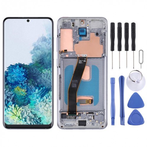 Écran LCD Super AMOLED d'origine avec assemblage complet de numériseur avec cadre pour Samsung Galaxy S20 5G SM-G981B (argent) SH110S1491-05