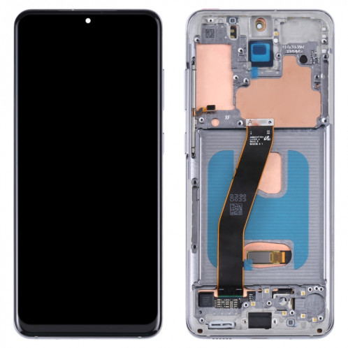 Écran LCD Super AMOLED d'origine avec assemblage complet de numériseur avec cadre pour Samsung Galaxy S20 5G SM-G981B (argent) SH110S1491-05