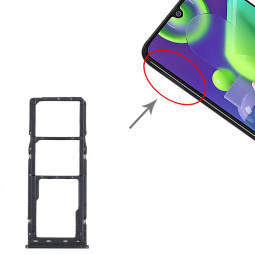 Pour Samsung Galaxy M21 SM-M215 Plateau de carte SIM + Plateau de carte SIM + Plateau de carte Micro SD (Noir) SH172B1710-04