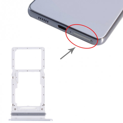 Pour Samsung Galaxy A33 5G SM-A336B Plateau de carte SIM d'origine + Plateau de carte SIM / Plateau de carte Micro SD (Blanc) SH200W102-04