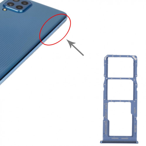 Pour Samsung Galaxy M32 5G SM-M326B Plateau de carte SIM d'origine + Plateau de carte SIM + Plateau de carte Micro SD (Bleu) SH201L130-04