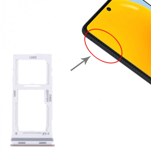 Pour Samsung Galaxy M52 5G SM-M526B Plateau de carte SIM d'origine + Plateau de carte SIM / Plateau de carte Micro SD (Blanc) SH202W915-04