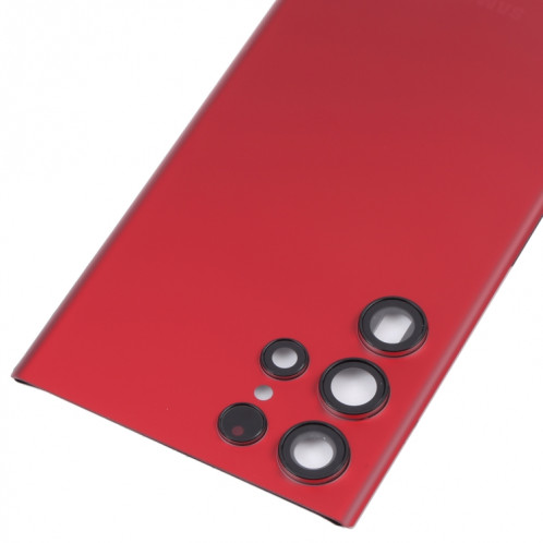 Coque arrière de batterie pour Samsung Galaxy S22 Ultra 5G SM-S908B avec cache d'objectif d'appareil photo (rouge) SH04RL1947-06