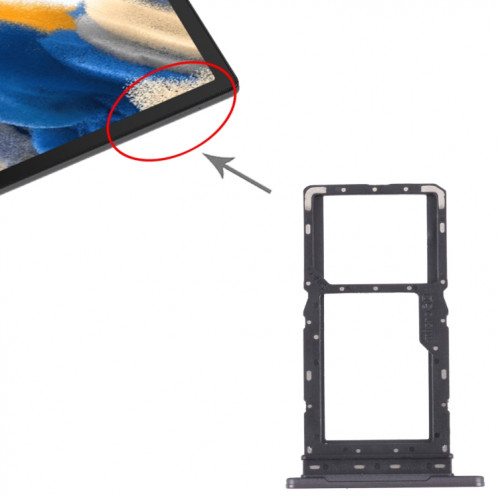 Bac de carte SIM + plateau de carte SIM / plateau de carte micro SD pour Samsung Galaxy Tab A8 10.5 2021 SM-X200 / X205 (noir) SH340B1022-04