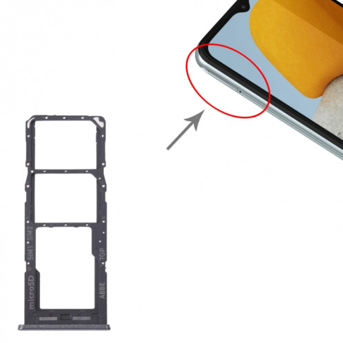 Pour Samsung Galaxy M23 SM-M236B Plateau de carte SIM d'origine + Plateau de carte SIM + Plateau de carte Micro SD (Noir) SH408B1846-04