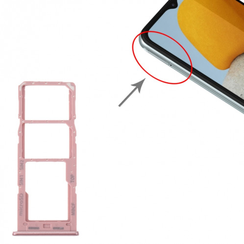 Pour Samsung Galaxy M23 SM-M236B Plateau de carte SIM d'origine + Plateau de carte SIM + Plateau de carte Micro SD (Rose) SH408F1271-04