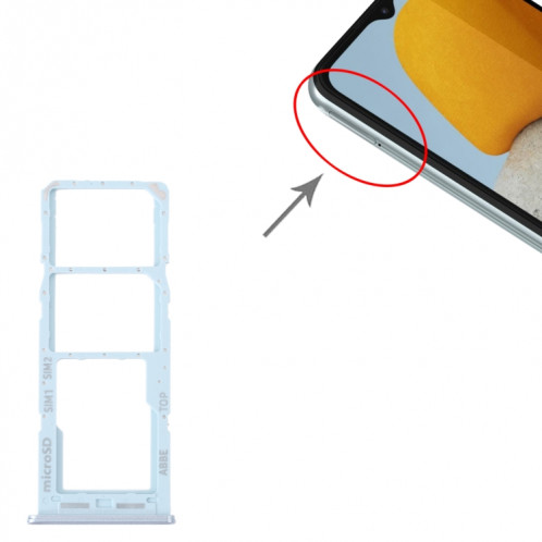 Pour Samsung Galaxy M23 SM-M236B Plateau de carte SIM d'origine + Plateau de carte SIM + Plateau de carte Micro SD (Bleu) SH408L1019-04