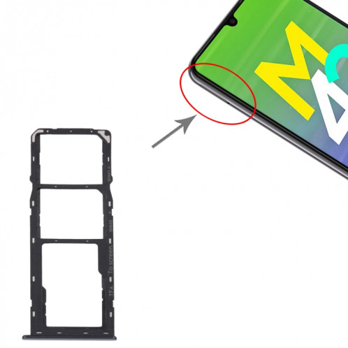 Pour Samsung Galaxy M42 5G SM-A436B Plateau de carte SIM d'origine + Plateau de carte SIM + Plateau de carte Micro SD (Noir) SH567B1086-04