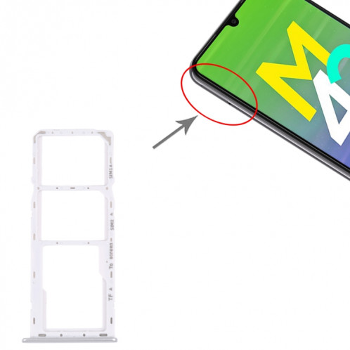 Pour Samsung Galaxy M42 5G SM-A436B Plateau de carte SIM d'origine + Plateau de carte SIM + Plateau de carte Micro SD (Argent) SH567S335-04
