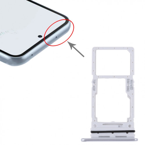 Pour Samsung Galaxy A34 SM-A346 Plateau de carte SIM d'origine + Plateau de carte SIM / Micro SD (Argent) SH630S1409-04