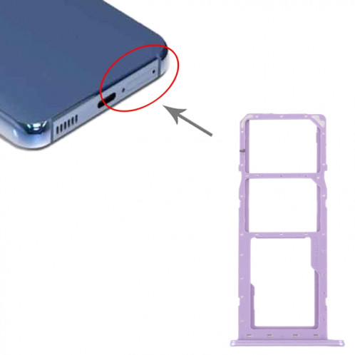 Pour Samsung Galaxy M04 SM-M045F Plateau de carte SIM d'origine + Plateau de carte SIM + Plateau de carte Micro SD (Violet) SH632P1684-04