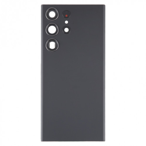 Coque arrière de batterie en verre pour Samsung Galaxy S23 Ultra SM-S918 avec cache d'objectif d'appareil photo (noir) SH65BL947-06