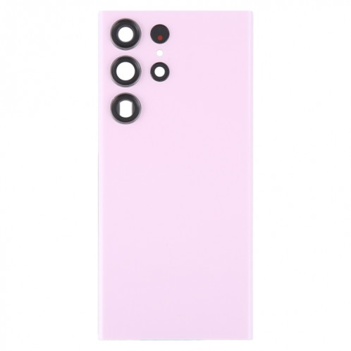 Coque arrière de batterie en verre pour Samsung Galaxy S23 Ultra SM-S918 avec cache d'objectif d'appareil photo (rose) SH65FL1134-06