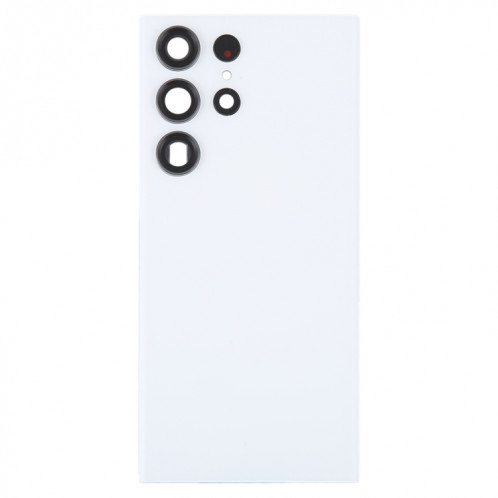 Coque arrière de batterie en verre pour Samsung Galaxy S23 Ultra SM-S918 avec cache d'objectif d'appareil photo (blanc) SH65WL416-06