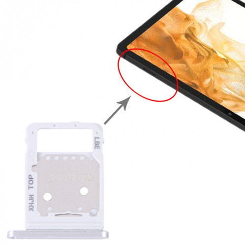 Pour Samsung Galaxy Tab S8 + SM-X800 Plateau de carte SIM d'origine + plateau de carte Micro SD (argent) SH705S300-04
