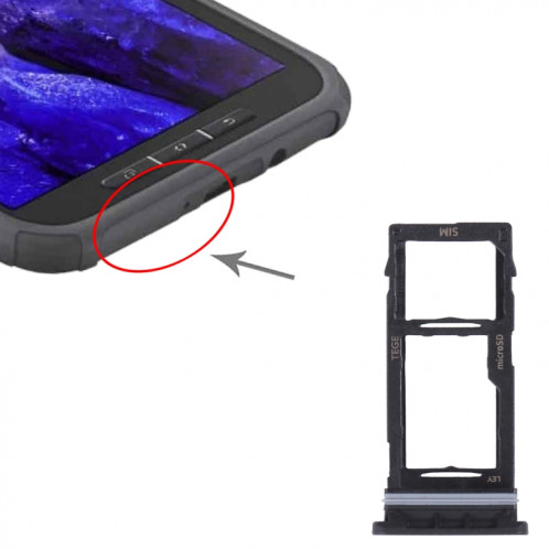 Pour Samsung Galaxy Tab Active3 8.0 SM-T570/T575 Plateau de carte SIM d'origine + plateau de carte Micro SD (noir) SH707B1046-04