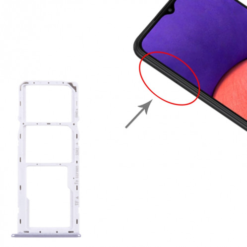 Pour Samsung Galaxy A22 5G SM-A226B Plateau de carte SIM d'origine + Plateau de carte SIM + Plateau de carte Micro SD (Violet) SH747P109-04