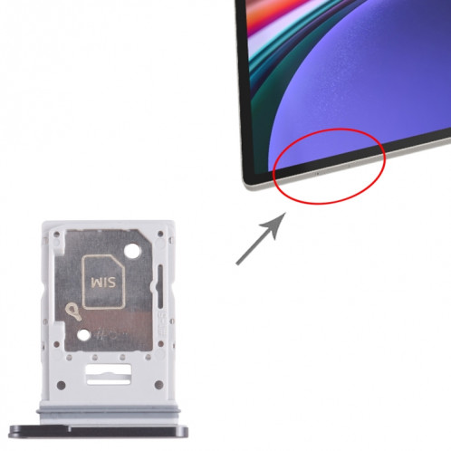 Tiroir Carte SIM + Micro SD pour Samsung Galaxy Tab S9+ (Graphite) SH20GR1073-04