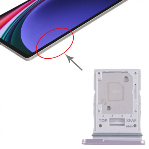 Tiroir d'origine pour carte SIM + Micro SD pour Samsung Galaxy Tab S9+ (Violet) SH820P1127-04