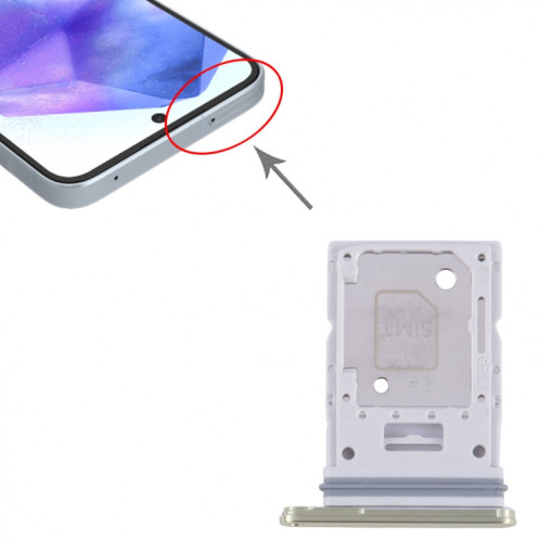 Pour Samsung Galaxy A55 SM-A556B Plateau de carte SIM d'origine + Plateau de carte SIM / Micro SD (Vert) SH985G1985-04