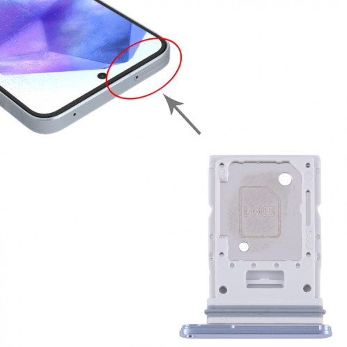 Pour Samsung Galaxy A55 SM-A556B Plateau de carte SIM d'origine + Plateau de carte SIM / Micro SD (Bleu) SH985L1033-04