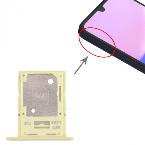 Pour Samsung Galaxy A15 4G SM-A155F Plateau de carte SIM d'origine + Plateau de carte SIM / Micro SD (Jaune) SH993Y460-04