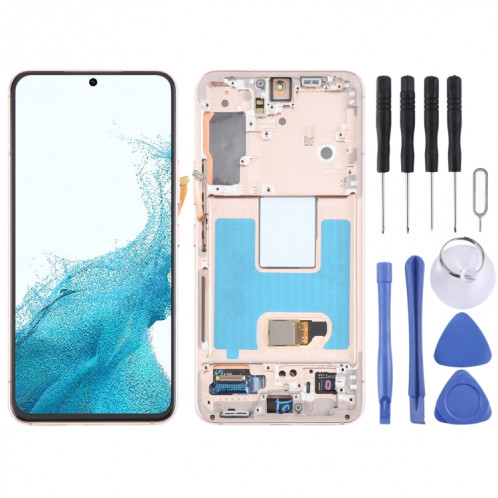 Pour Samsung Galaxy S22 5G SM-S901B Écran LCD d'origine numériseur complet avec cadre (or) SH115J1995-07