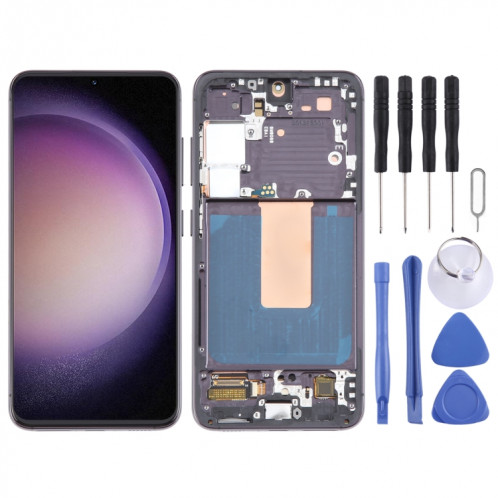 Pour Samsung Galaxy S23 SM-S911B 6,43 pouces Version UE OLED LCD Écran Numériseur Assemblage complet avec cadre (Noir) SH132B628-08