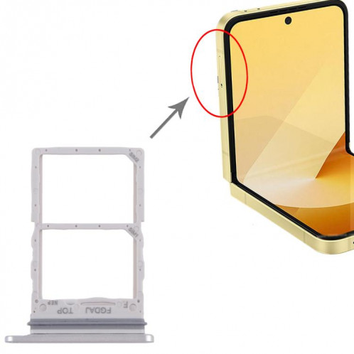 Pour Samsung Galaxy Z Flip6 SM-F741B Plateau de carte SIM d'origine (argent) SH155S1228-04