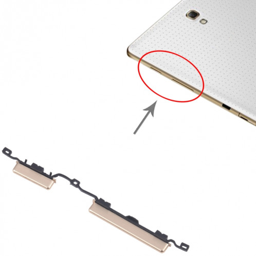 Bouton d'alimentation et bouton de contrôle du volume d'origine pour Samsung Galaxy Tab S 8.4 SM-T705 (or) SH301J489-04