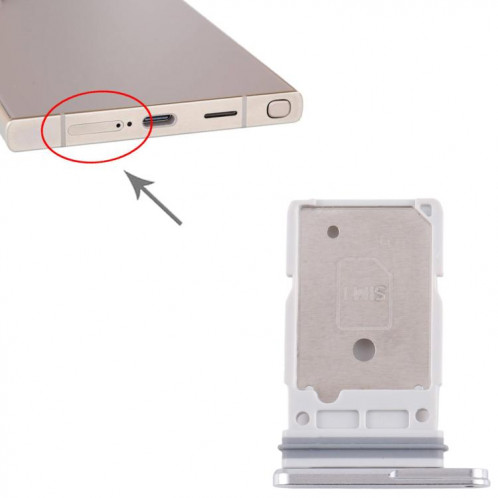 Pour Samsung Galaxy S25 Ultra SM-S938B Plateau de carte SIM d'origine + carte SIM (blanc) SH317W1233-04